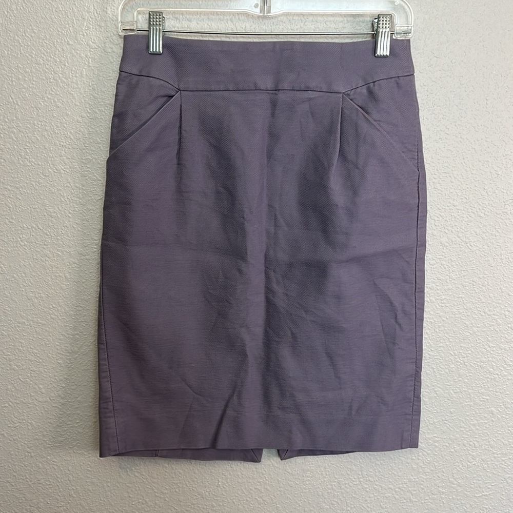 JCrew Factory Pencil Skirt Double Serge Cotton Purple Size 2
